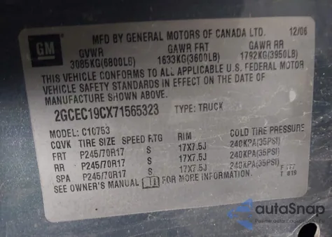 2007 Chevrolet Silverado 1500 Work Truck z USA, uszkodzony, nr VIN 2GCEC19CX71565323